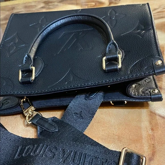Black Embossed Leather Handbag - Picture 2 of 4